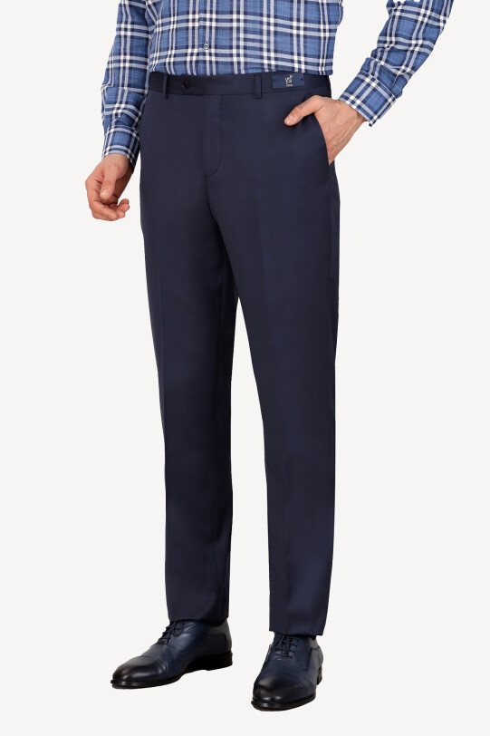 Erkek Lacivert Regular Fit Kumaş Pantolon