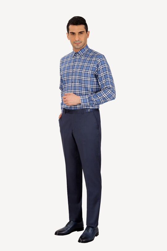 Erkek Lacivert Regular Fit Kumaş Pantolon