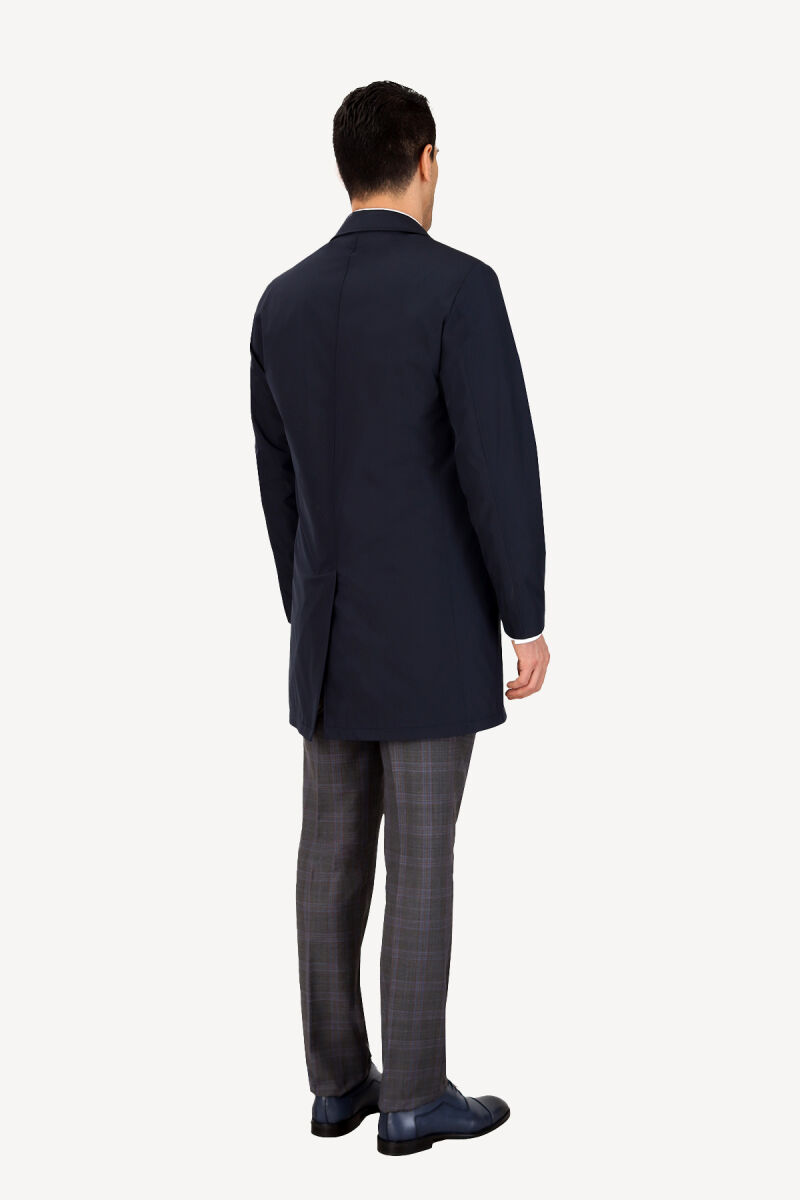 Erkek Lacivert Regular Fit Pardesü İçi Çıkmalı - 4
