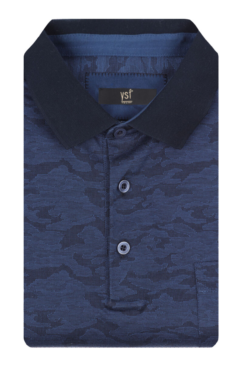 Erkek Lacivert Regular Fit Polo Yaka Desenli Tshirt - 3