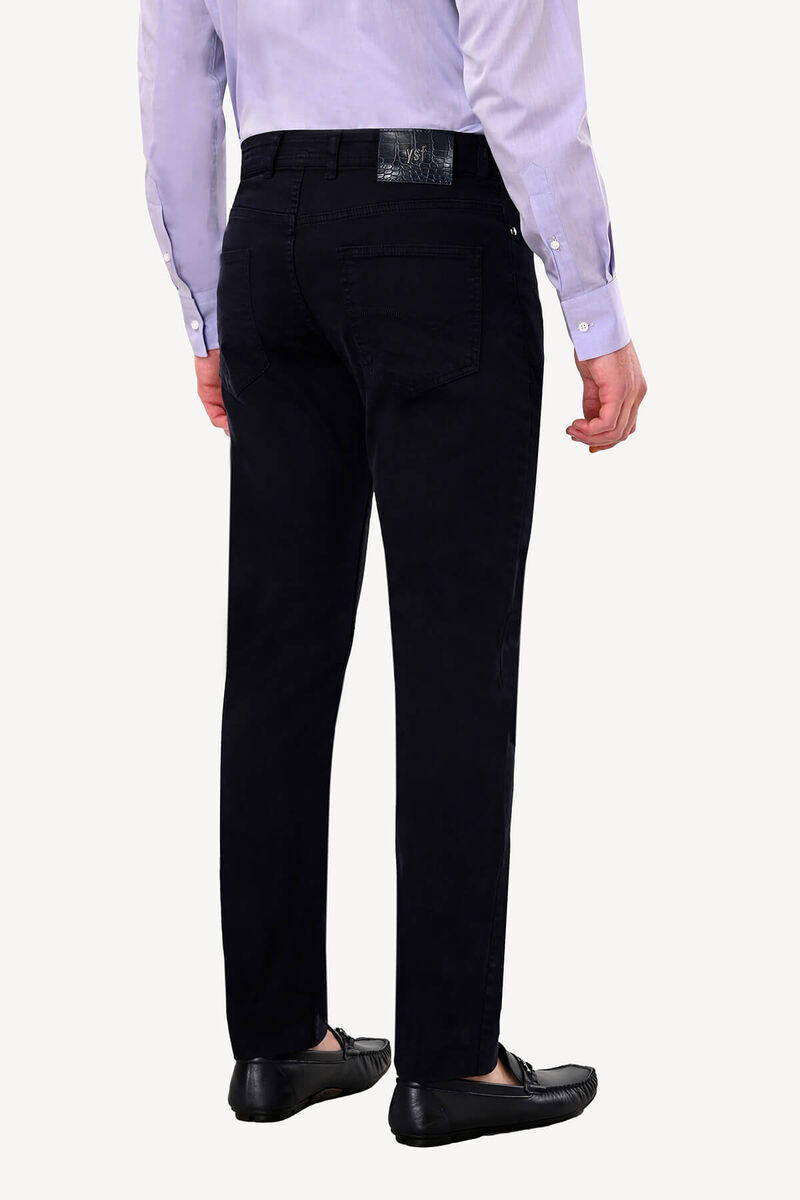 Erkek Lacivert Slim Fit Kanvas Pantolon - 4