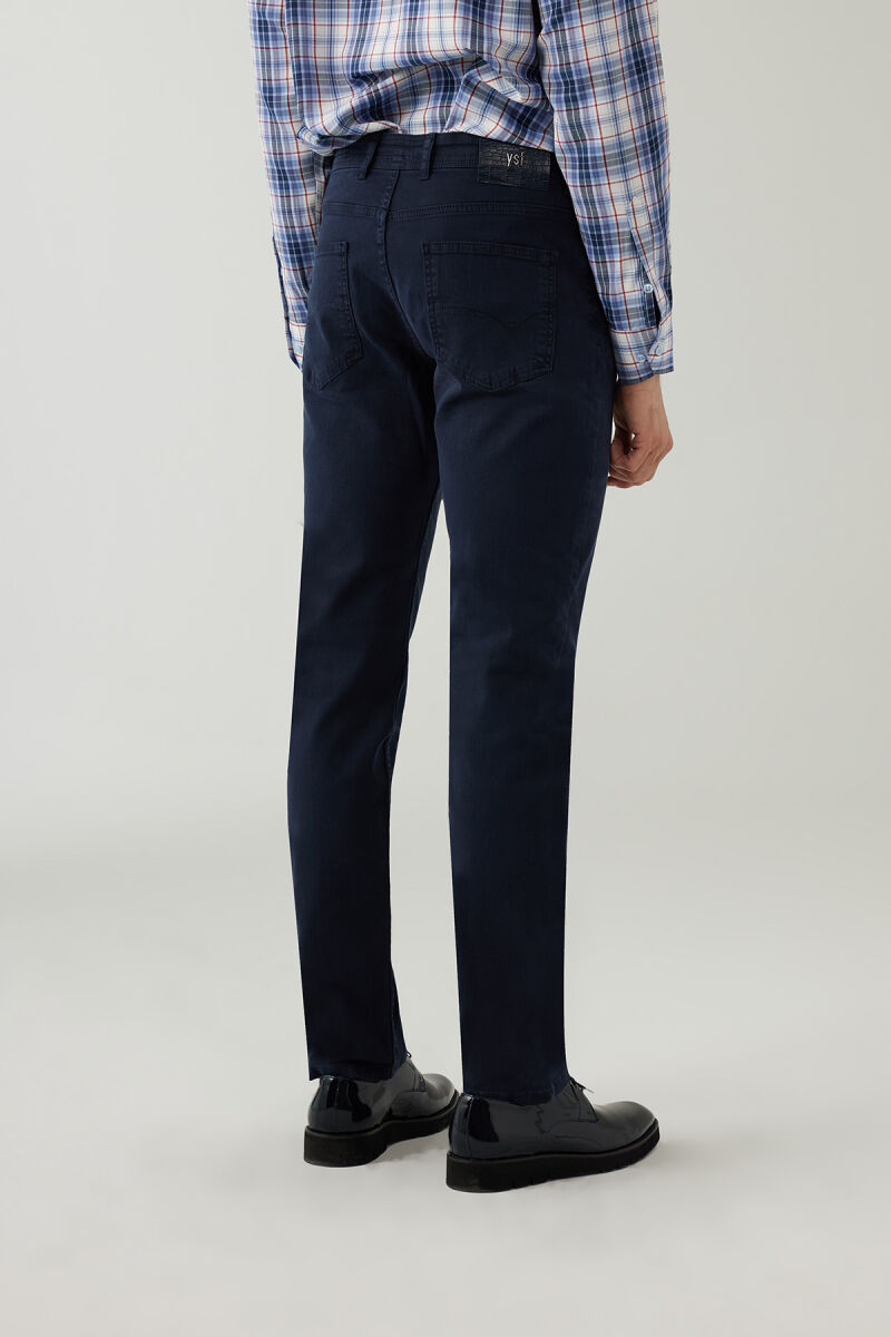 Erkek Lacivert Slim Fit Kanvas Pantolon - 6