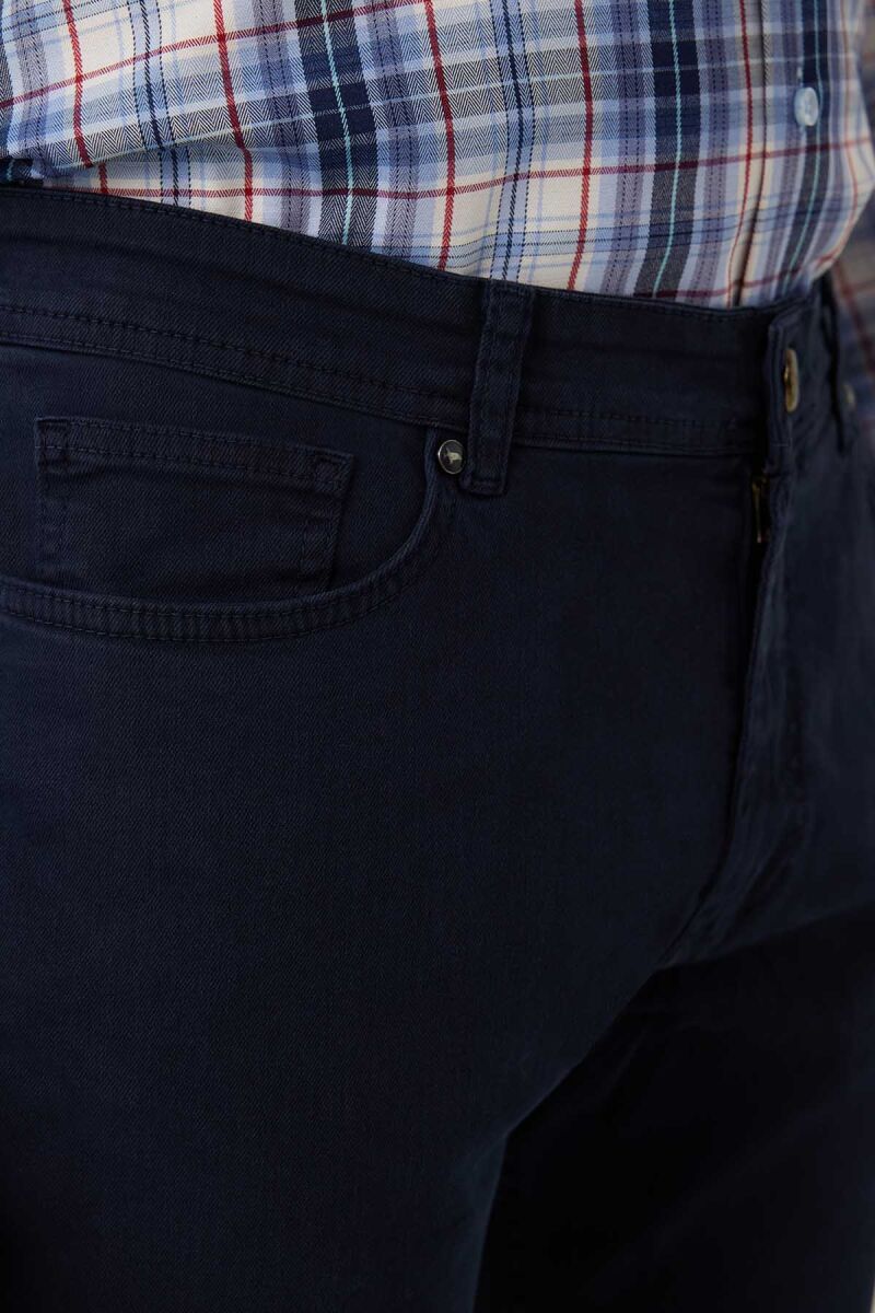 Erkek Lacivert Slim Fit Kanvas Pantolon - 7