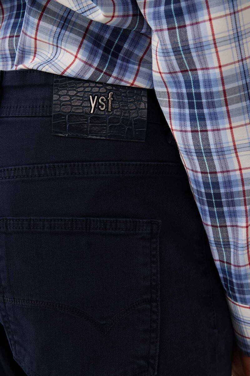 Erkek Lacivert Slim Fit Kanvas Pantolon - 8