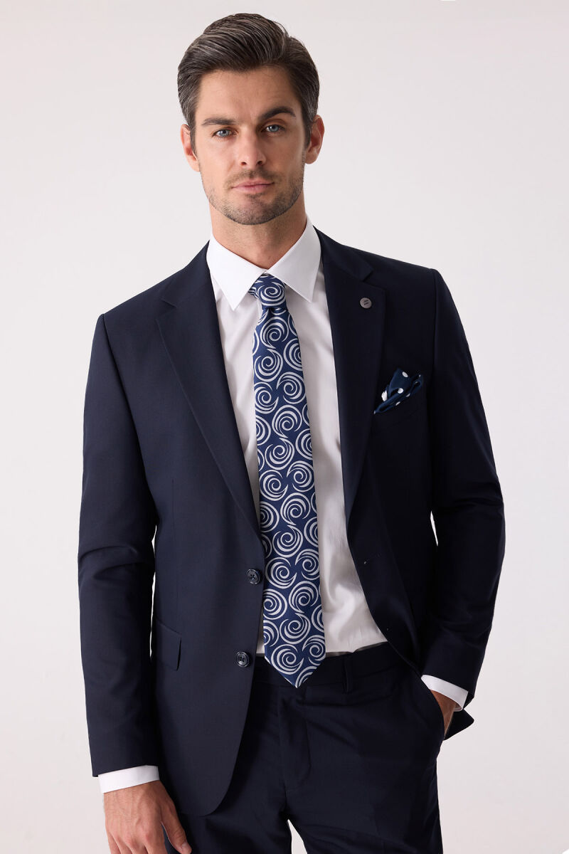 Erkek Lacivert Slim Fit Takım Elbise - 1
