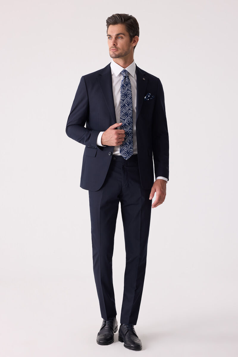 Erkek Lacivert Slim Fit Takım Elbise - 3