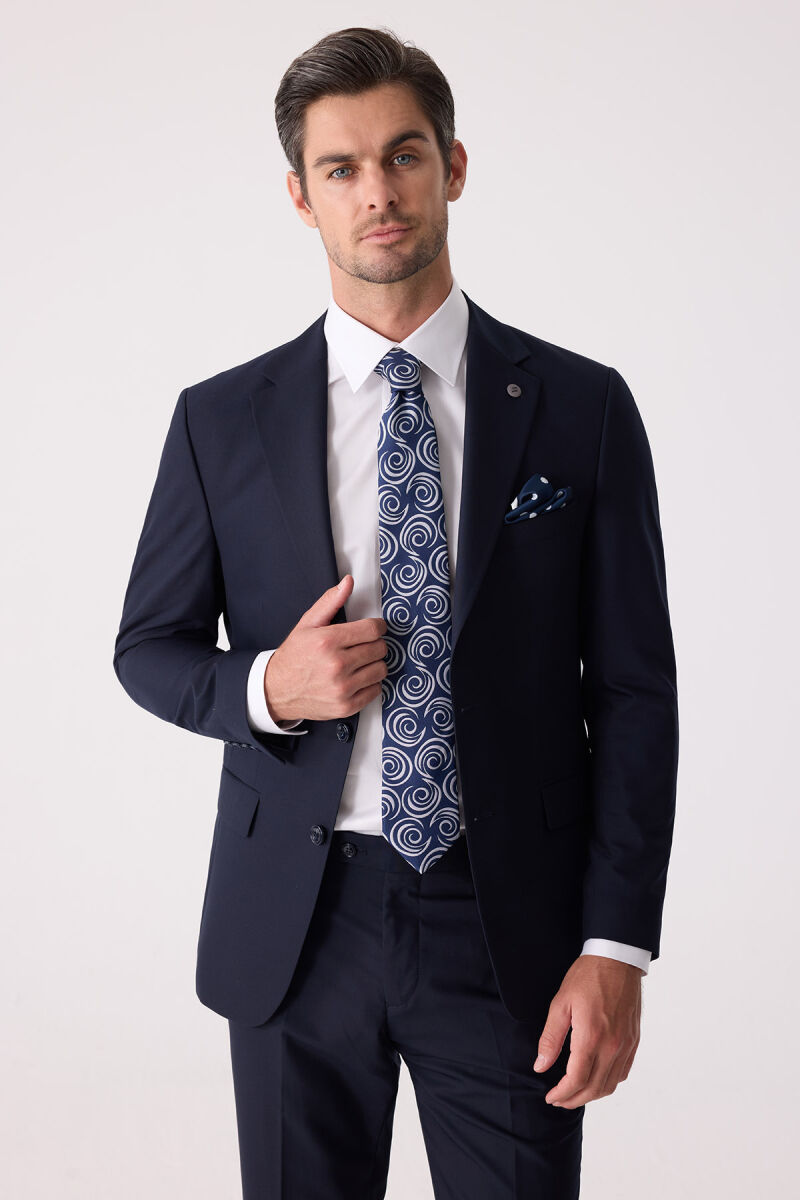Erkek Lacivert Slim Fit Takım Elbise - 4
