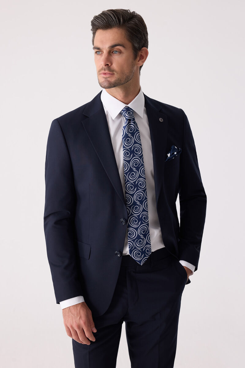Erkek Lacivert Slim Fit Takım Elbise - 5