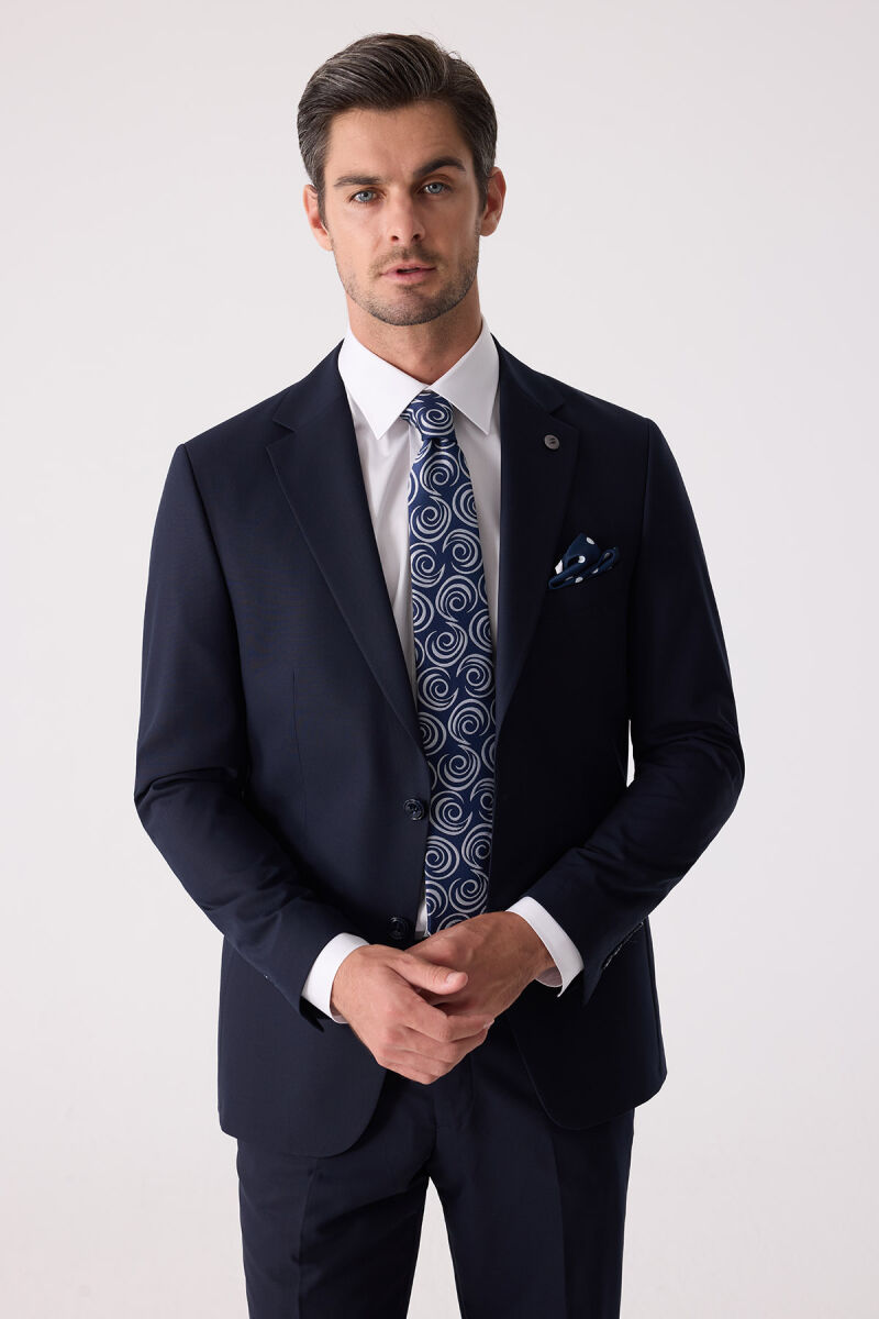 Erkek Lacivert Slim Fit Takım Elbise - 7