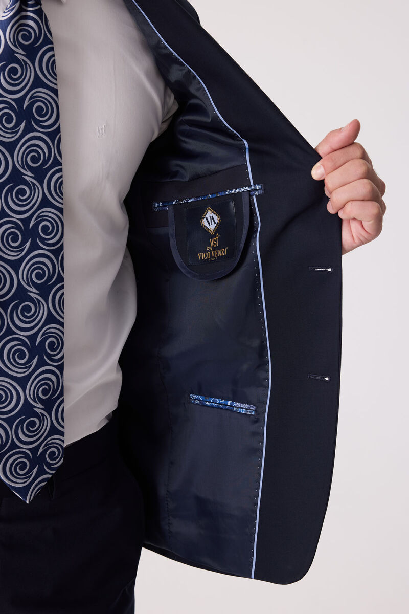 Erkek Lacivert Slim Fit Takım Elbise - 8