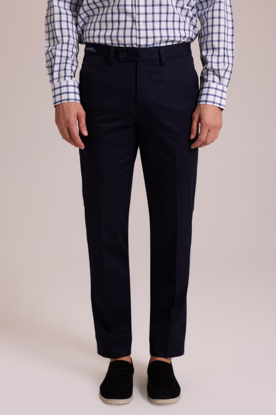 Erkek Lacivert Yandan Cepli Kanvas Desenli Pantolon