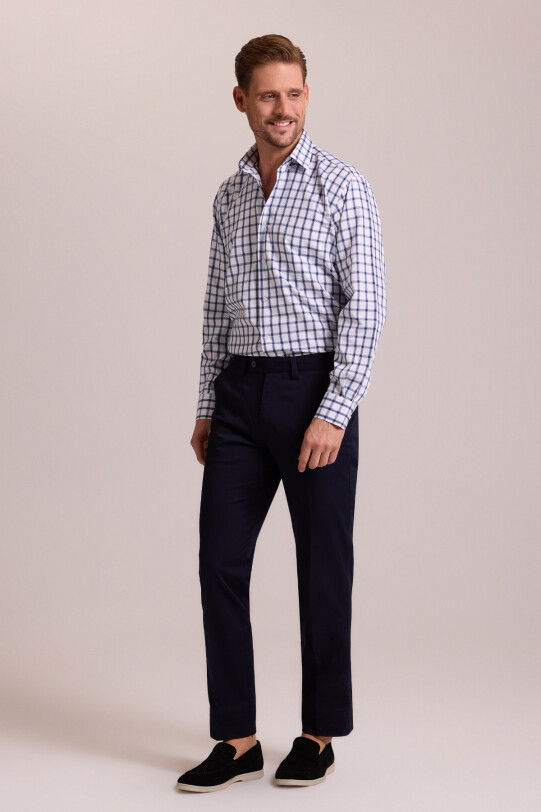 Erkek Lacivert Yandan Cepli Kanvas Desenli Pantolon