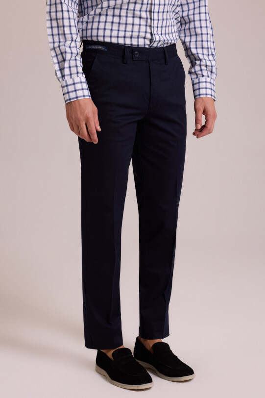 Erkek Lacivert Yandan Cepli Kanvas Desenli Pantolon