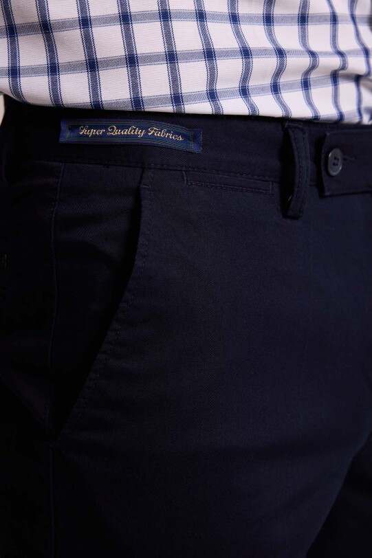 Erkek Lacivert Yandan Cepli Kanvas Desenli Pantolon