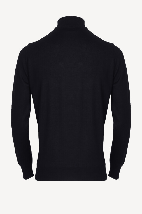 Erkek Lacivert Yarım Balıkçı Yaka Klasik Triko