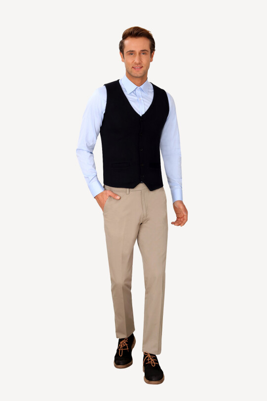 Erkek Lacivert Yelek Klasik Triko