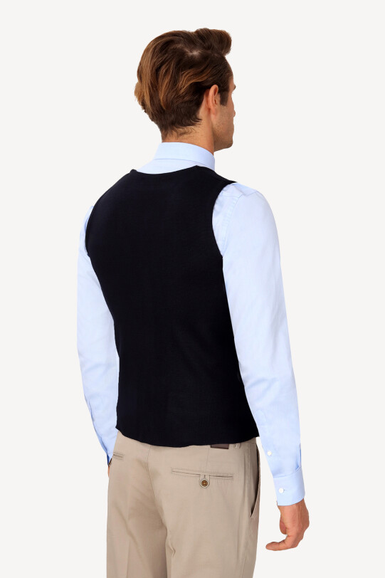 Erkek Lacivert Yelek Klasik Triko