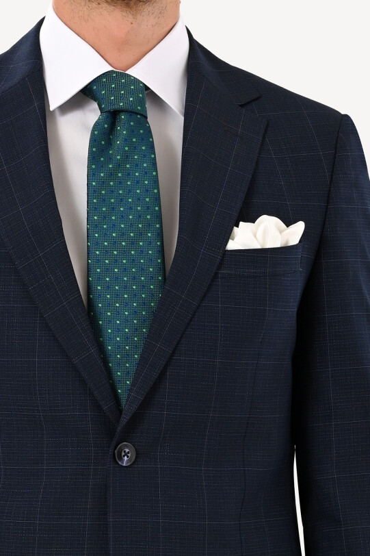 Erkek Lacivert Slim Fit Mono Yaka Takım Elbise