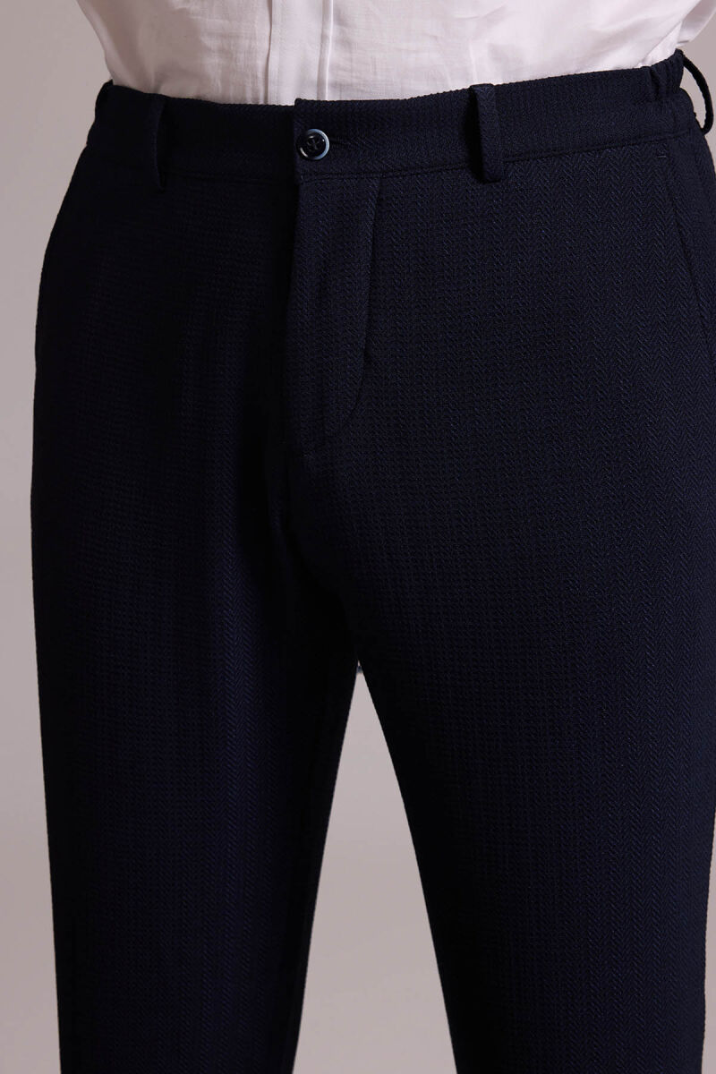 Erkek Lacivert Slim Fit Sivri Yaka Takım Elbise - 10