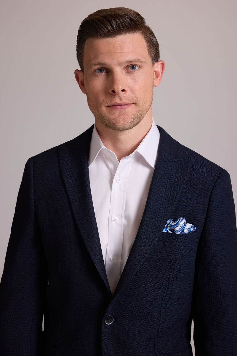 Erkek Lacivert Slim Fit Sivri Yaka Takım Elbise - 6