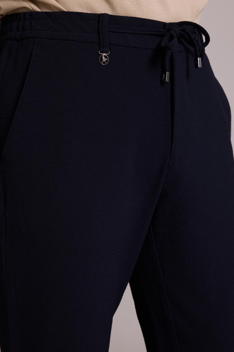 Erkek Lacivert Slim Fit Yan Cepli Jogger Pantolon - 7