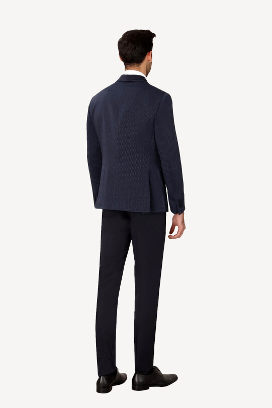 Erkek Lacivert Slim Fit Yelekli Çıkma Şal Yaka Damatlık