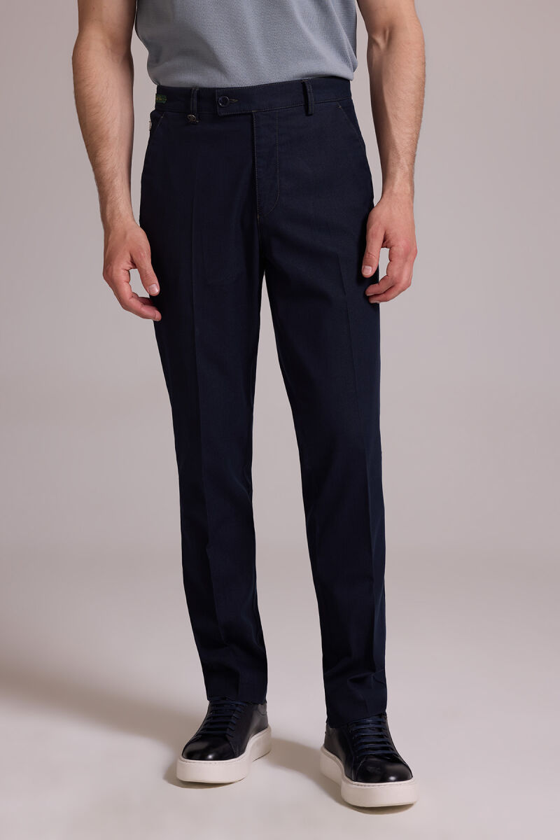 Erkek Lacivert Tensel Yazlık Yan Cepli Kot Pantolon - 2