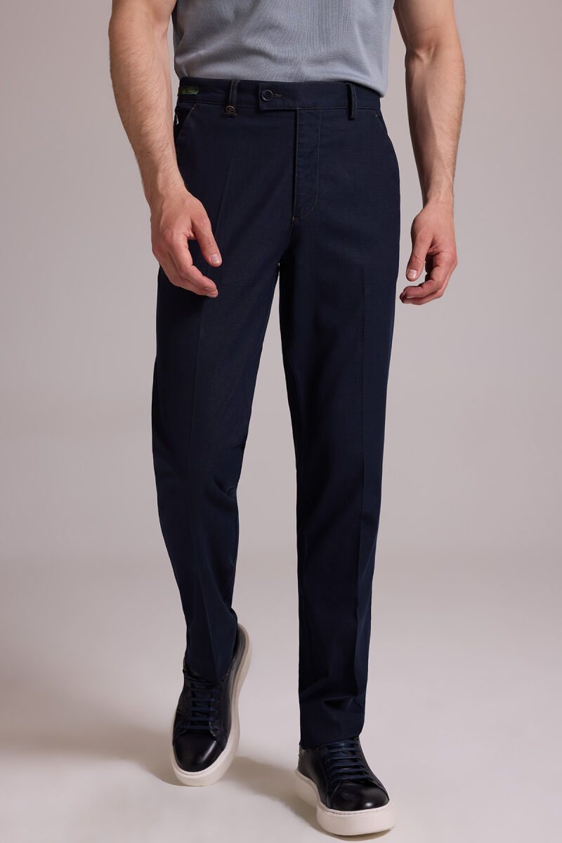 Erkek Lacivert Tensel Yazlık Yan Cepli Kot Pantolon - 3