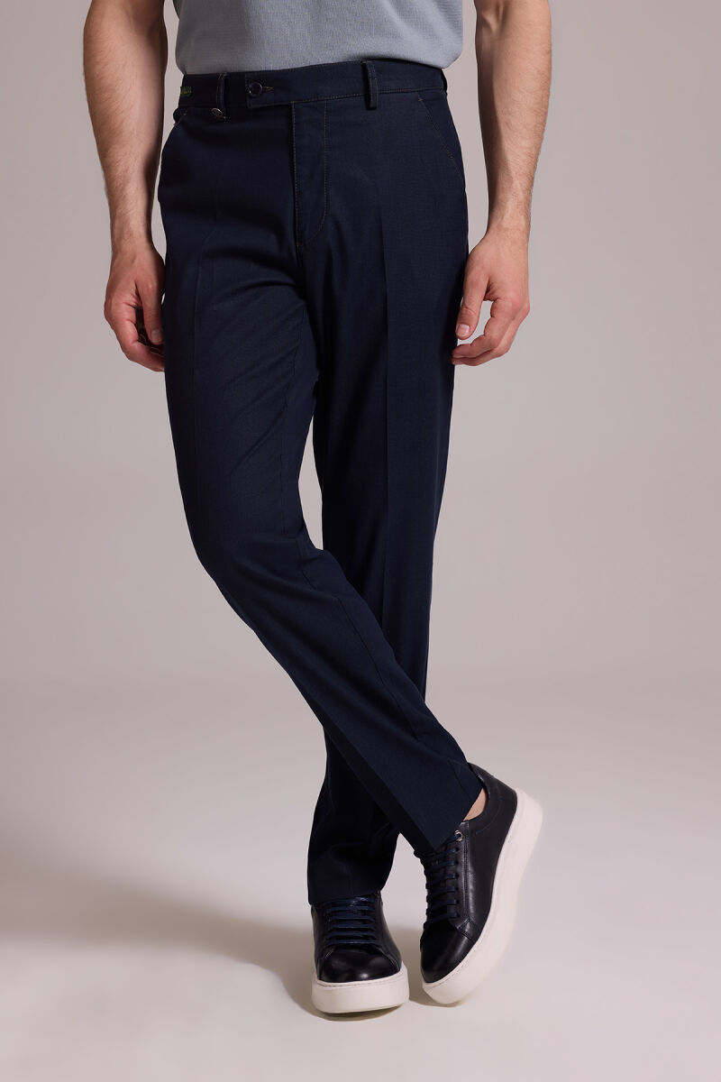 Erkek Lacivert Tensel Yazlık Yan Cepli Kot Pantolon - 4