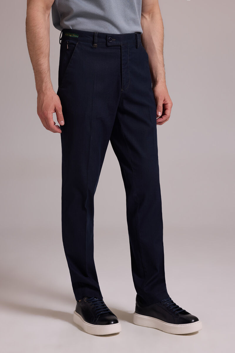 Erkek Lacivert Tensel Yazlık Yan Cepli Kot Pantolon - 5