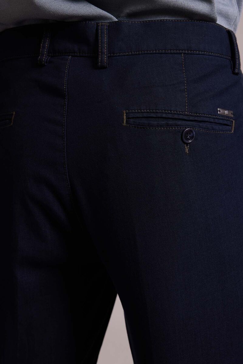 Erkek Lacivert Tensel Yazlık Yan Cepli Kot Pantolon - 8