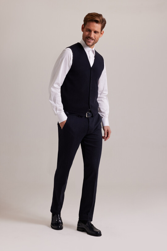 Erkek Lacivert Triko Yelek