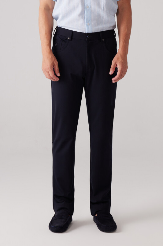 Erkek Lacivert Ultra Esnek Rayon Karışımlı Kanvas Pantolon