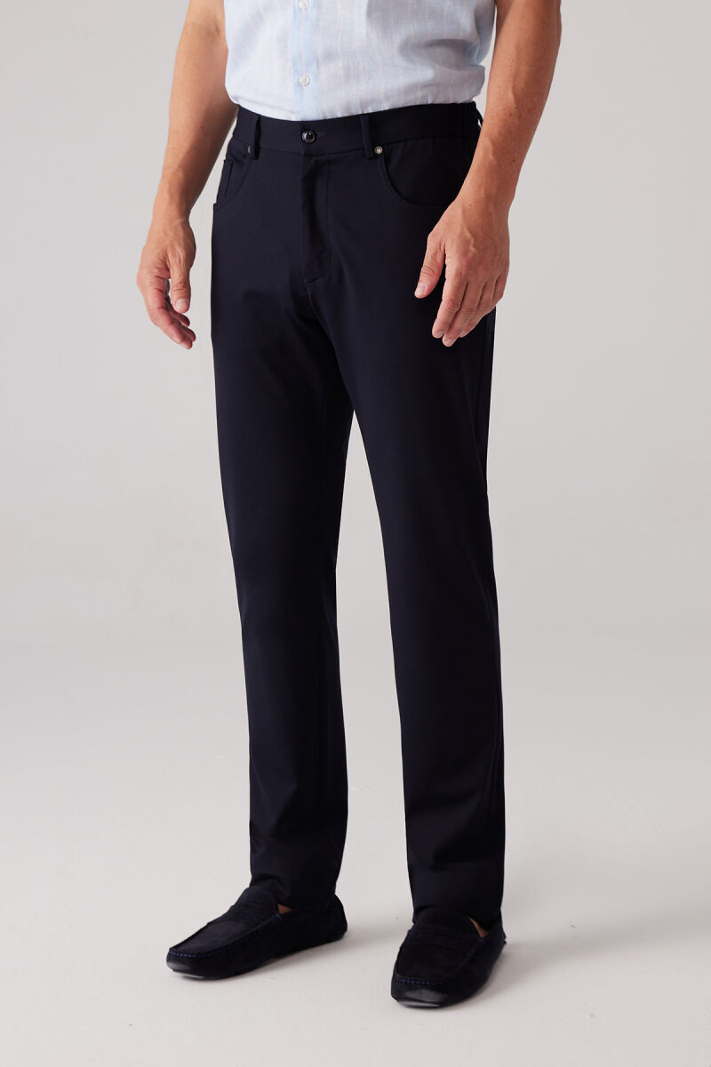 Erkek Lacivert Ultra Esnek Rayon Karışımlı Kanvas Pantolon - 2