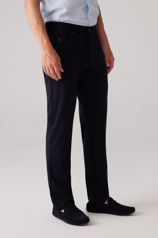 Erkek Lacivert Ultra Esnek Rayon Karışımlı Kanvas Pantolon