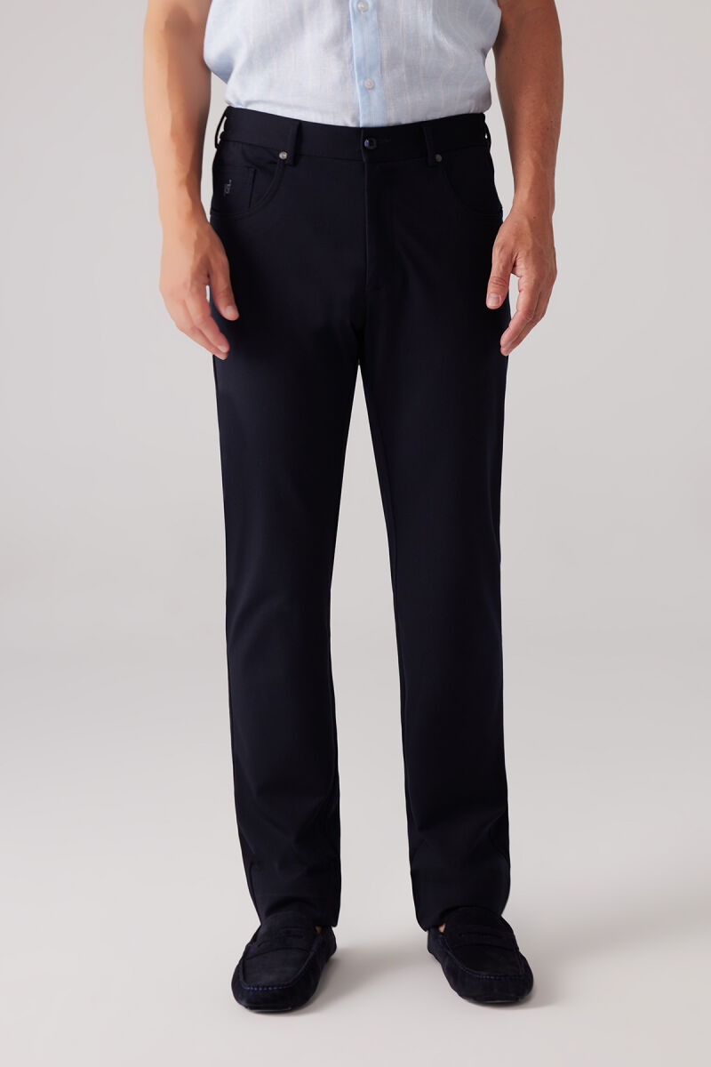 Erkek Lacivert Ultra Esnek Rayon Karışımlı Kanvas Pantolon - 6