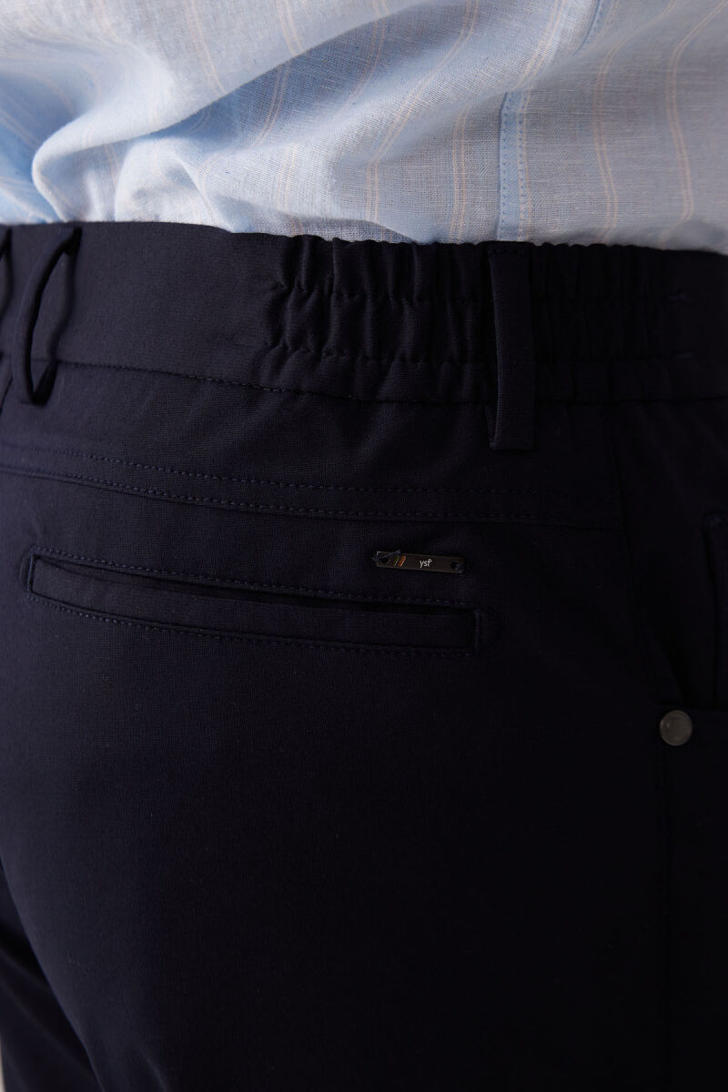 Erkek Lacivert Ultra Esnek Rayon Karışımlı Kanvas Pantolon - 8