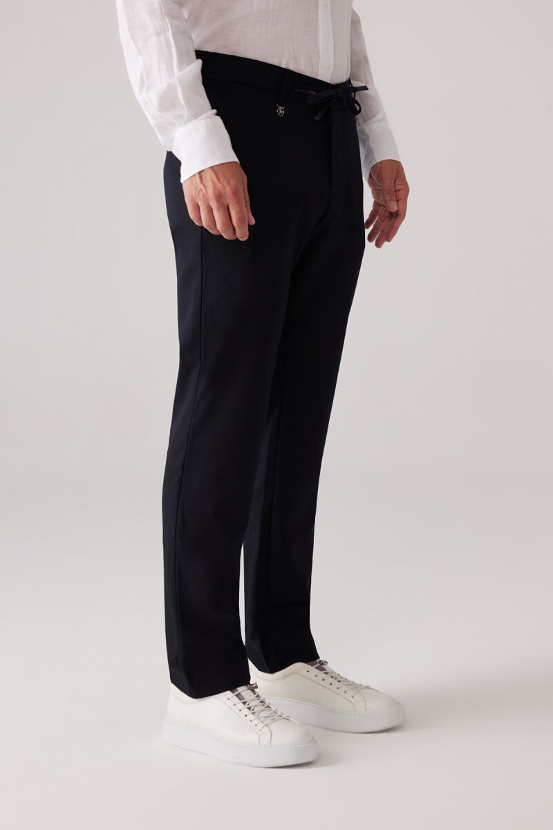 Erkek Lacivert Yazlık Jogger Yan Cep Pantolon - 3