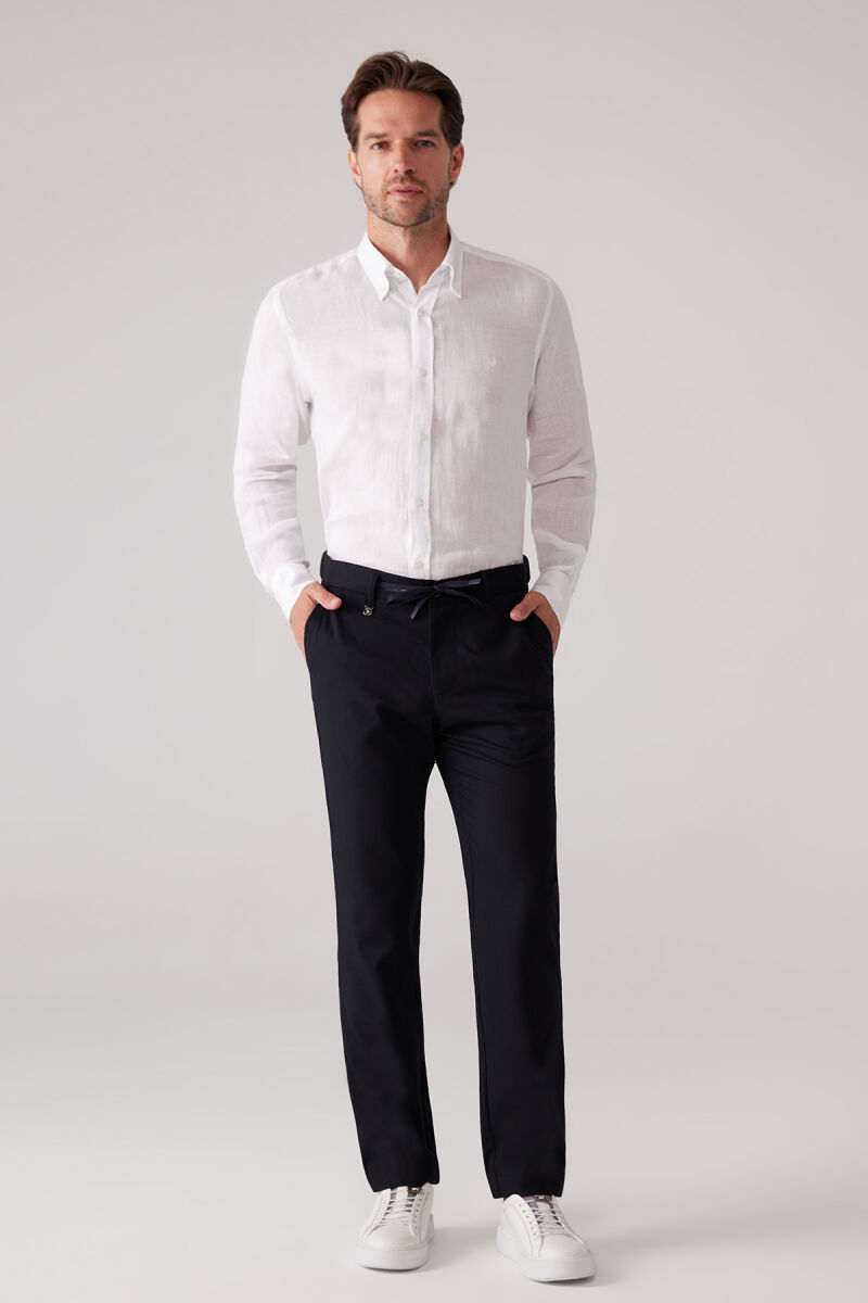 Erkek Lacivert Yazlık Jogger Yan Cep Pantolon - 4