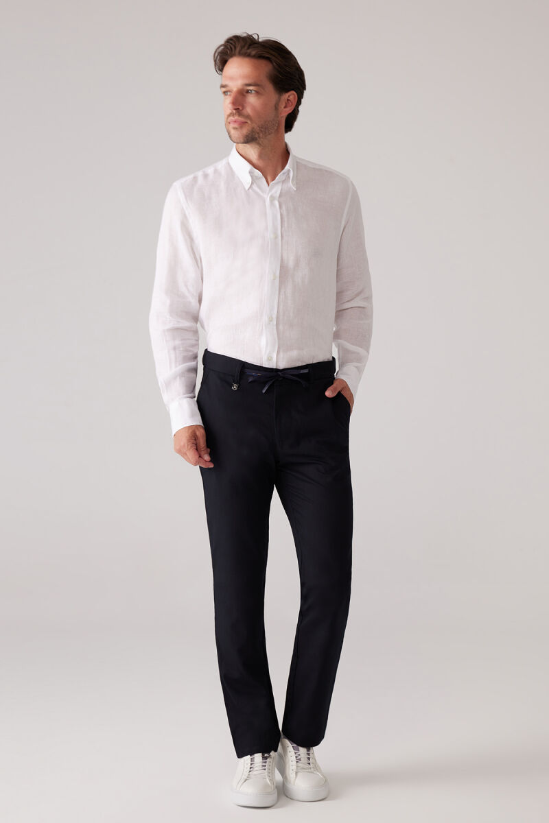 Erkek Lacivert Yazlık Jogger Yan Cep Pantolon - 6