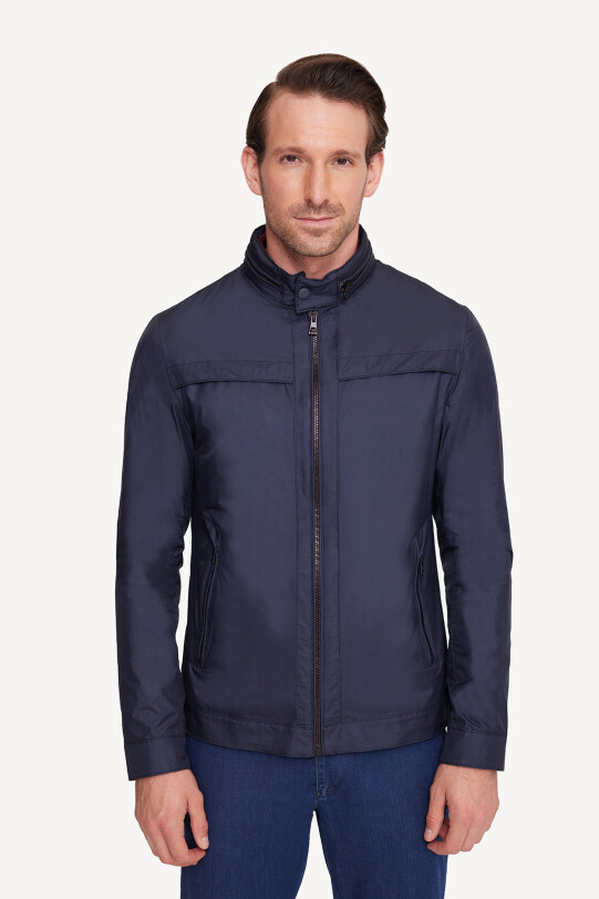 Erkek Lacivert Yazlık Spor Mont Kapüşonlu