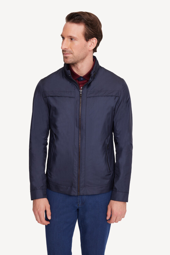 Erkek Lacivert Yazlık Spor Mont Kapüşonlu