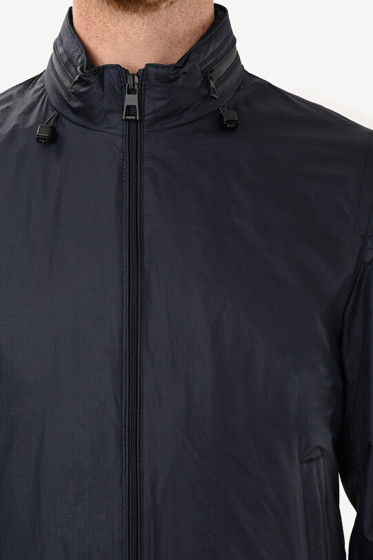 Erkek Lacivert Yazlık Spor Mont Kapüşonlu