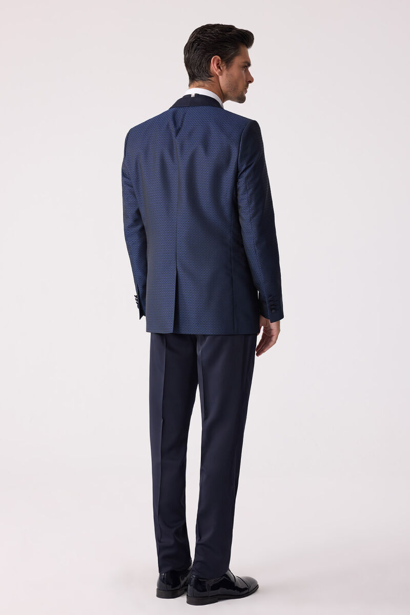 Erkek Lacivert Yelekli Slim Fit Damatlık - 12