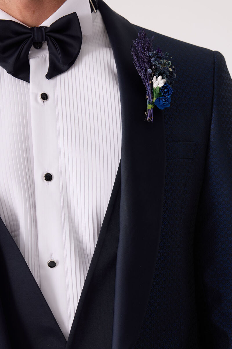 Erkek Lacivert Yelekli Slim Fit Damatlık - 8