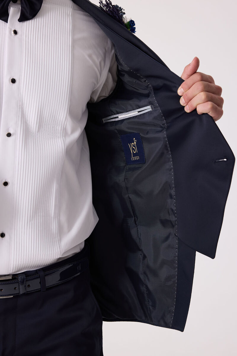 Erkek Lacivert Yelekli Slim Fit Damatlık - 9