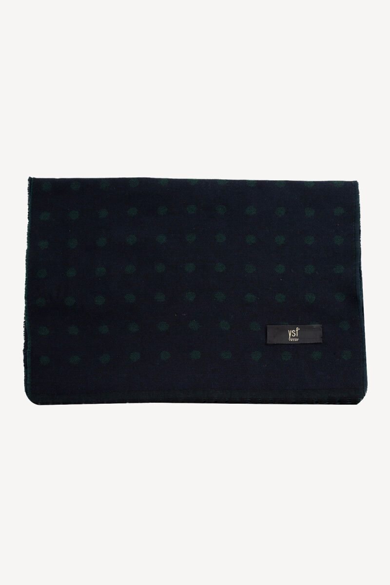 Erkek Lacivert Yeşil Puantiye Desen Kaşkol - 1