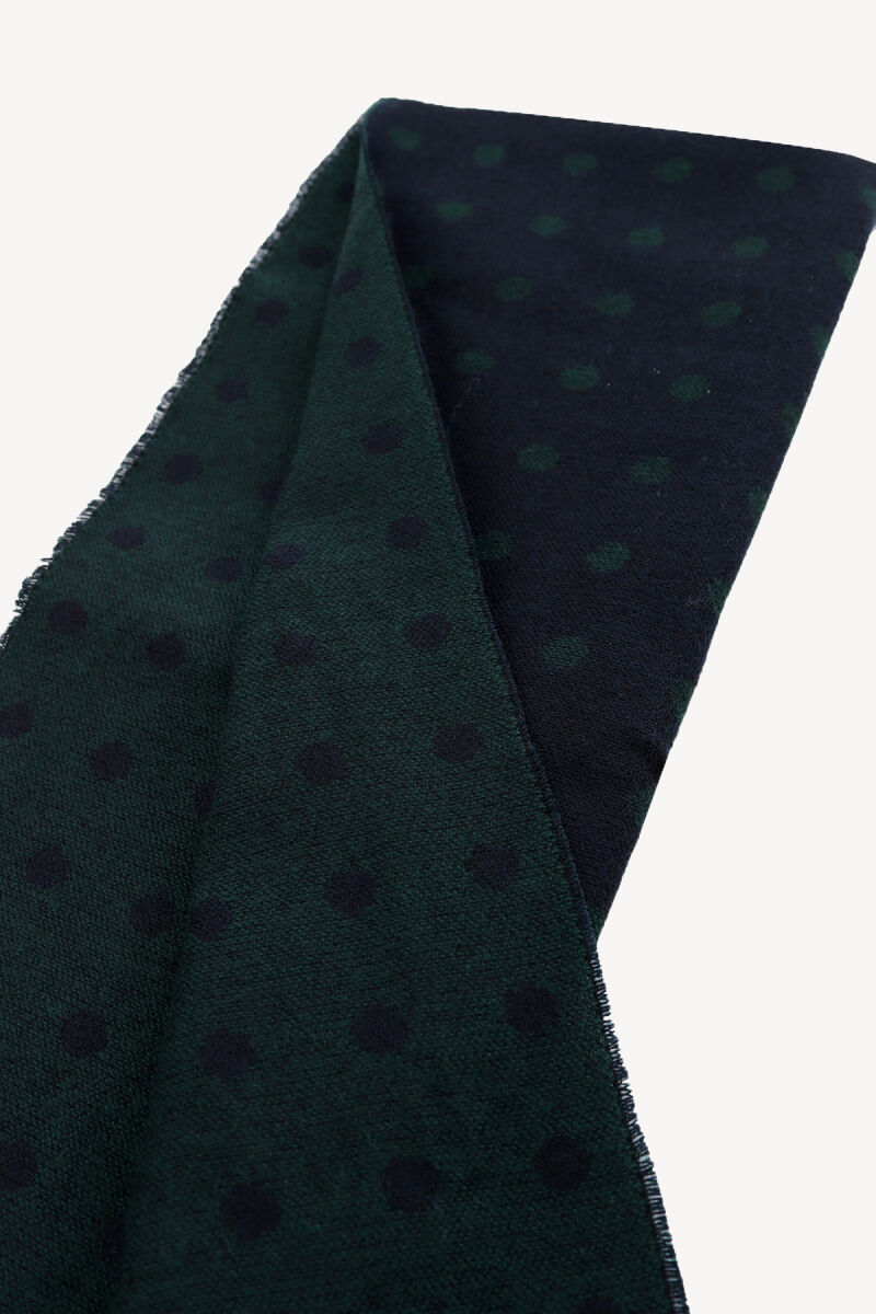 Erkek Lacivert Yeşil Puantiye Desen Kaşkol - 2