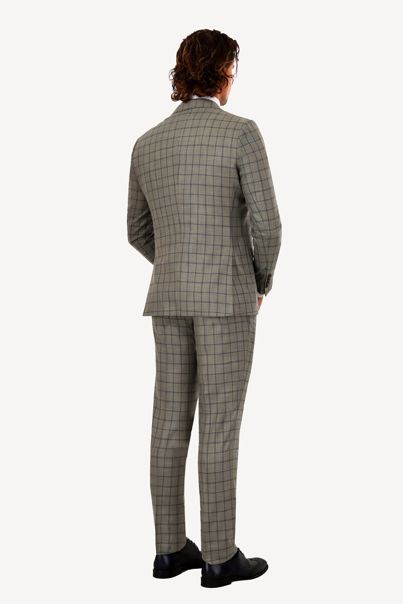 Erkek Lacivert Yeşil Slim Fit Yelekli Takım Elbise - 5