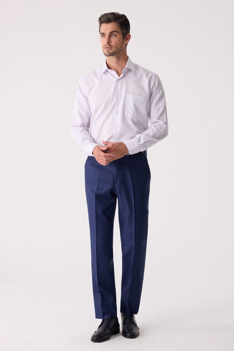 Erkek Lacivert Yünlü Klasik Kumaş Pantolon - 6